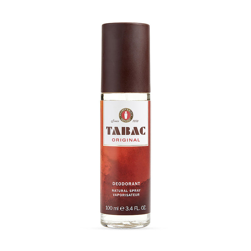 Tabac Original shaving cream bottle with brown cap and red label on a white background.