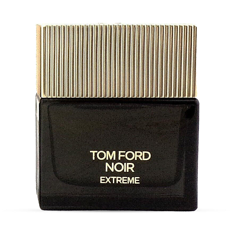 Tom Ford Noir Extreme fragrance bottle with gold cap and black base.