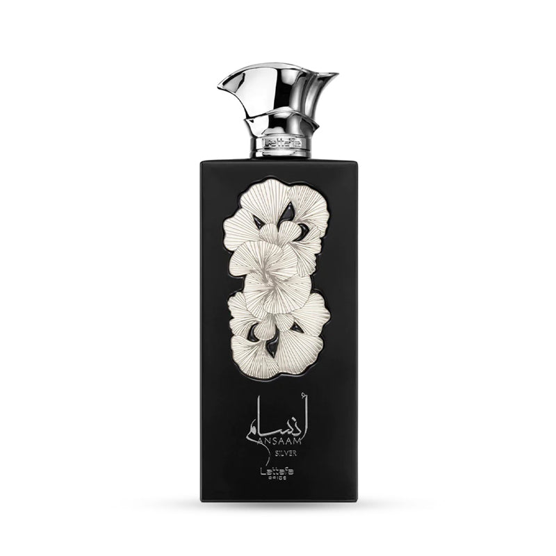 luxury perfume bottle with ornate floral design and intricate cap on a white background