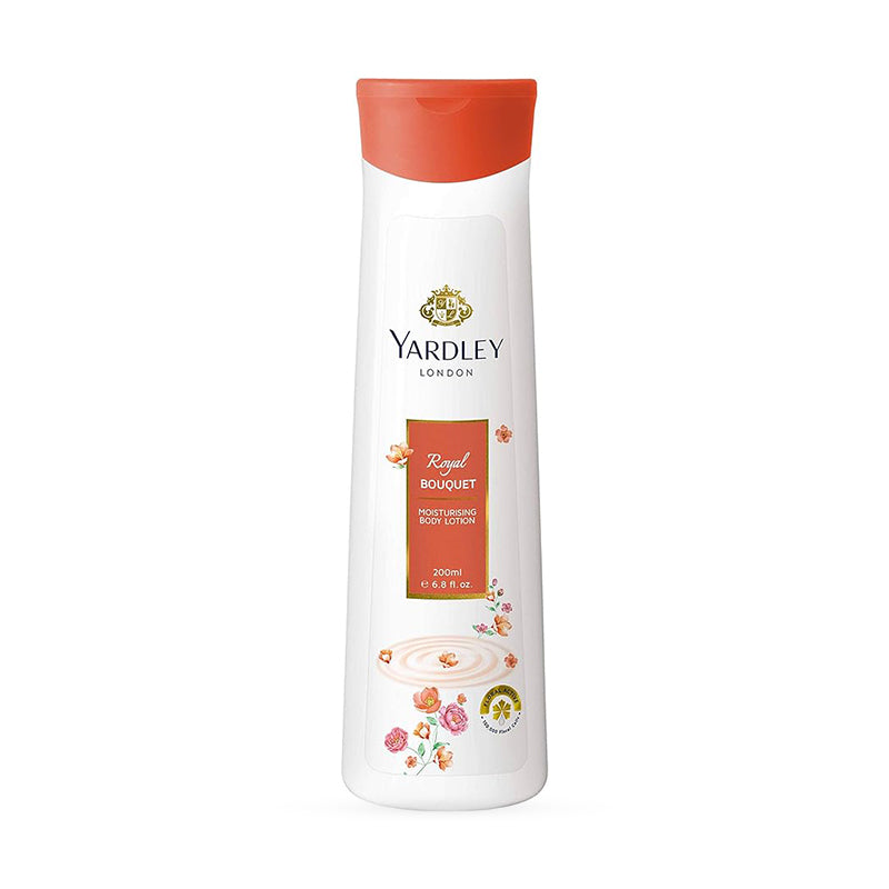 Yardley London Royal Bouquet Moisturising Body Lotion 200ml bottle with floral design and orange cap.