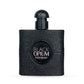 Black rectangular perfume bottle with round cap labeled "Black Opium".