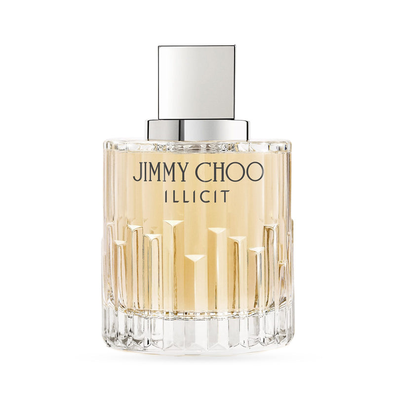 Jimmy Choo Illicit perfume bottle with gold liquid and white cap