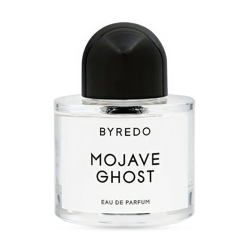 Byredo Mojave Ghost Eau de Parfum bottle with black cap on a white background.