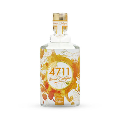 Bottle of 4711 Remix Cologne with colorful abstract design on label, limited edition fragrance.