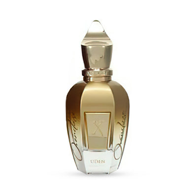 luxurious gold perfume bottle with intricate design and clear cap